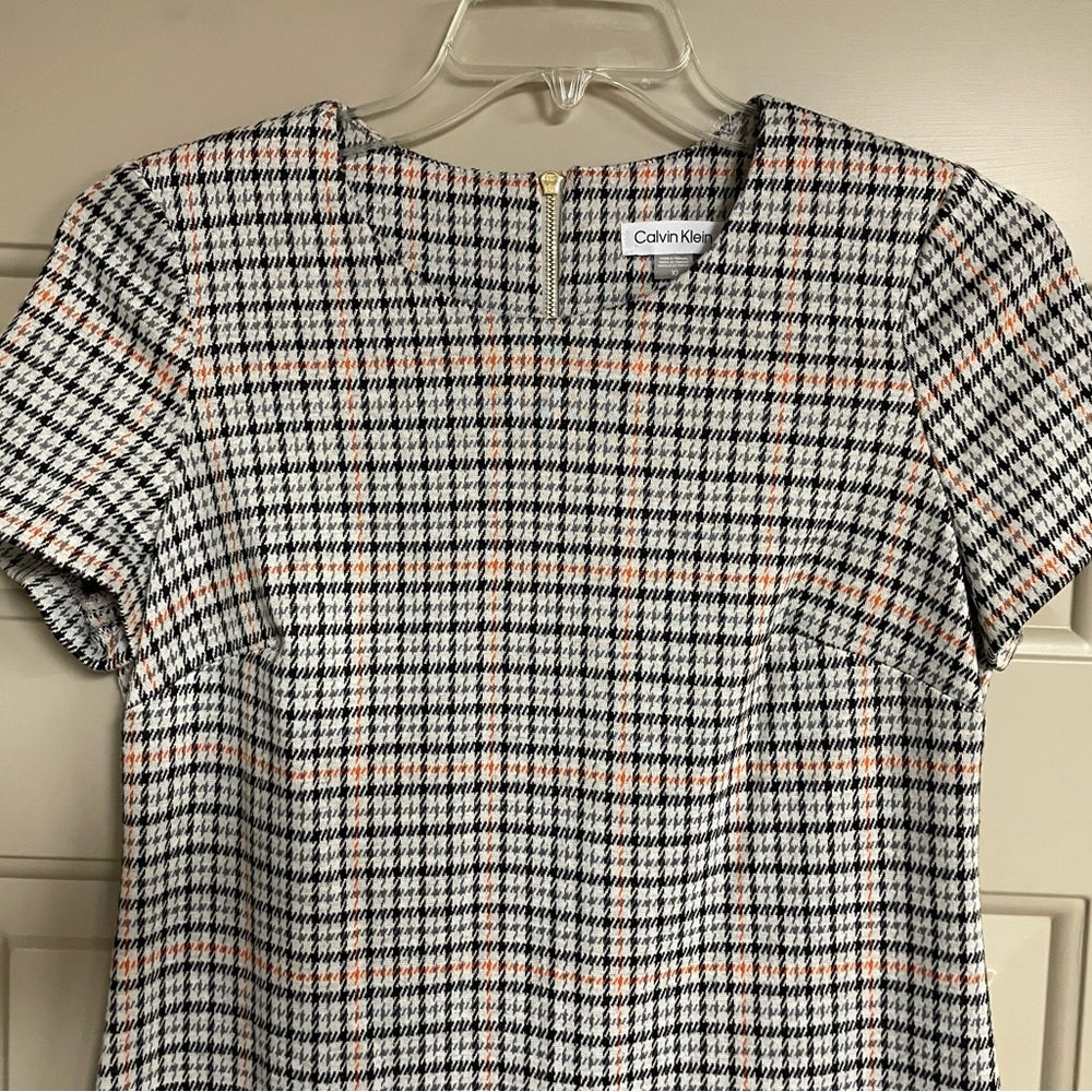 Calvin Klein Women's Checkered Mini Dress - Black, Cream and Orange - Picture 3 of 8